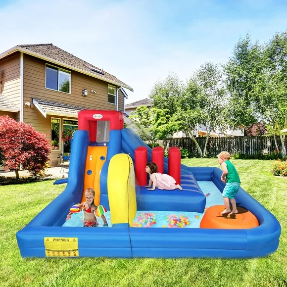 Ktaxon Large Inflatable Bounce House, Kids Water Slide Castle without Air Blower