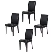 Set of 4 Urban Style Leather Dining Chairs With Solid Wood Legs Chair