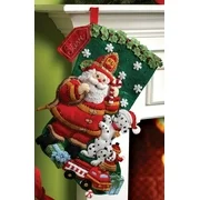18-Inch Christmas Stocking Felt Applique Kit, 86107 Fireman Santa, Nylon By Bucilla