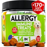FurroLandia Dog Allergy & Immune Chews Itch Relief for Dogs Hot Spot Supplement, 170 Soft Chews
