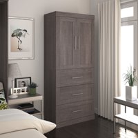 Pur by Bestar 36" storage unit with 3-drawer set and doors in Bark Gray