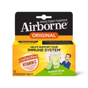 Airborne Vitamin C 1000mg Immune Support Supplement, Effervescent Formula, Lemon Lime, 10 Count (Packaging May Vary)