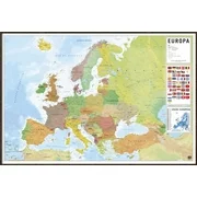 POLITICAL MAP OF EUROPE (EUROPA) - FRAMED POSTER (PORTUGUESE LANGUAGE) (Antique Copper / Gold Aluminum Frame)