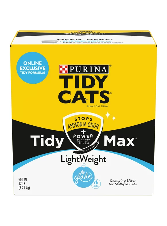 Purina Tidy Cats Clumping, Lightweight, Multi Cat Litter, Tidy Max Glade Clear Springs Formula, 17 lb. Box