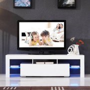 Ktaxon Modern LED TV Unit Cabinet Stand Shelf Table Free Storage Drawer Entertainment Center Living Room Bedroom Furniture,White