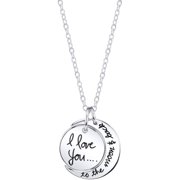Little Luxuries Women's Sterling Silver "I Love You to the Moon & Back" Pendant Necklace, 18"