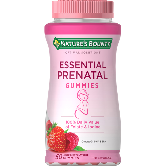 Nature's Bounty Optimal Solutions Essential Prenatal Gummy Vitamins, 50 Ct