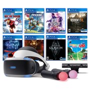 Play Station VR 11-In-1 Deluxe Bundle PS4 & PS5 Compatible: VR Headset, Camera, Move Motion Controllers, Iron Man, Skyrim, Resident Evil 7, Battlezone, RIGS, Until Dawn, Blood & Truth, Golf
