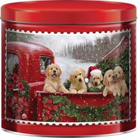Red Truck & Puppies Assorted Holiday Popcorn Tin, 22 Oz. (Caramel, Cheddar Cheese & Butter Flavored)