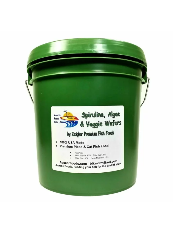 Sinking Wafers of Algae & Spirulina Ideal for Plecos, Bottom Fish, Catfish, Shrimp, Snails, Crayfish, All Herbivorous and Omnivorous Tropical Fish. - Zeigler 5-lb Bucket