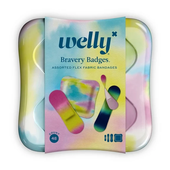 Welly Bravery Badges Assorted Colorwash, 48 bandages