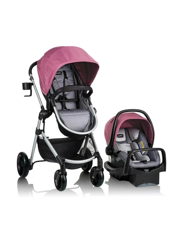 Everillo Pivot Modular Travel System with SafeMax Rear-Facing Infant Car Seat (Dusty Rose)