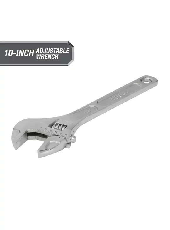 Hyper Tough 10-inch Adjustable Wrench, Steel Construction, Model 43181