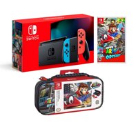 Nintendo Switch Odyssey Bundle: Red and Blue Joy-Con Improved Battery Life 32GB Console,Super Mario Odyssey Game Disc and Odyssey Deluxe Travel Case