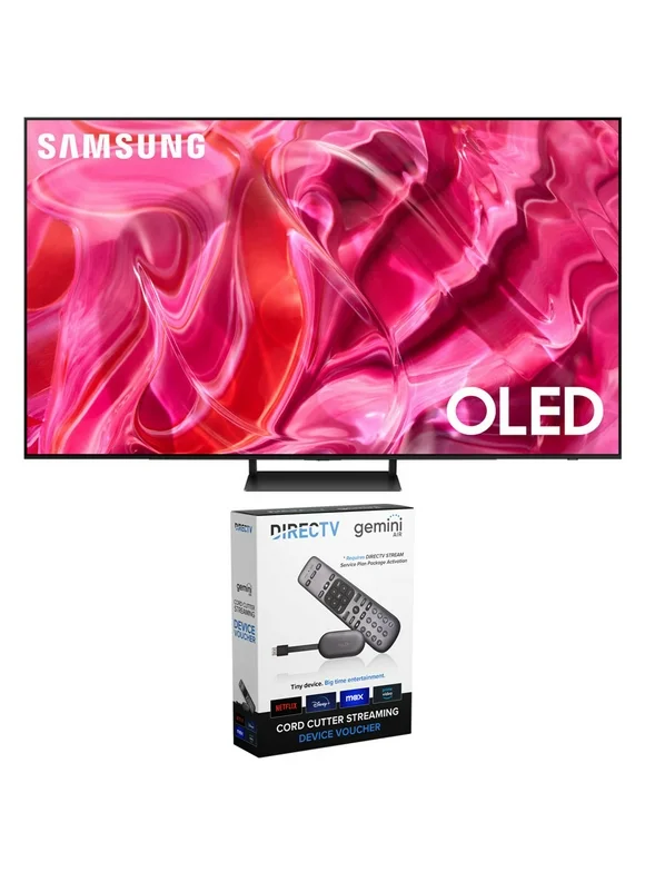 Samsung QN77S90CA 77 Inch OLED 4K Smart TV Cord Cutting Bundle with DIRECTV Stream Device Quad-Core 4K Android TV Wireless Streaming Media Player (2023 Model)