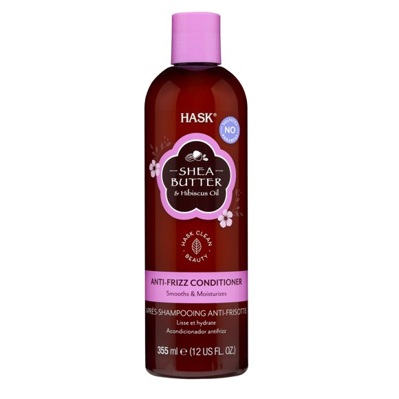 HASK Anti-Frizz Conditioner Sulfate Free Shea Butter and Hibiscus Oil, 12 fl oz