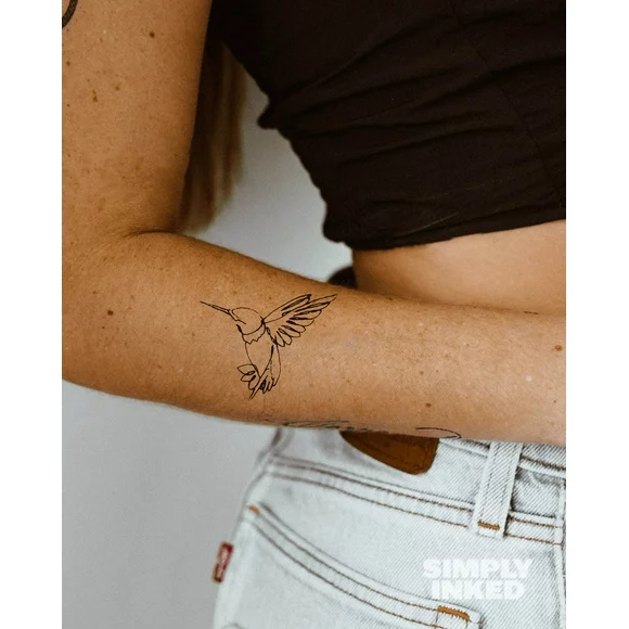 Simply Inked Hummingbird Tattoo,  Love of Animal Temporary Tattoo Sticker For Women - Colour: Black for All Occasion