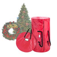 Christmas Tree and Wreath Combo Storage Bag-Holds Up to 9 Ft. Tree and 30 Diameter Wreath- Tear-Proof Holiday Dcor Organization by Elf Stor (Red)