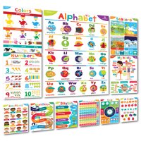 Sproutbrite Educational Posters and Classroom Decorations for Preschool - 11 Early Learning Charts for Pre-K, Kindergarten, Daycares and Home School
