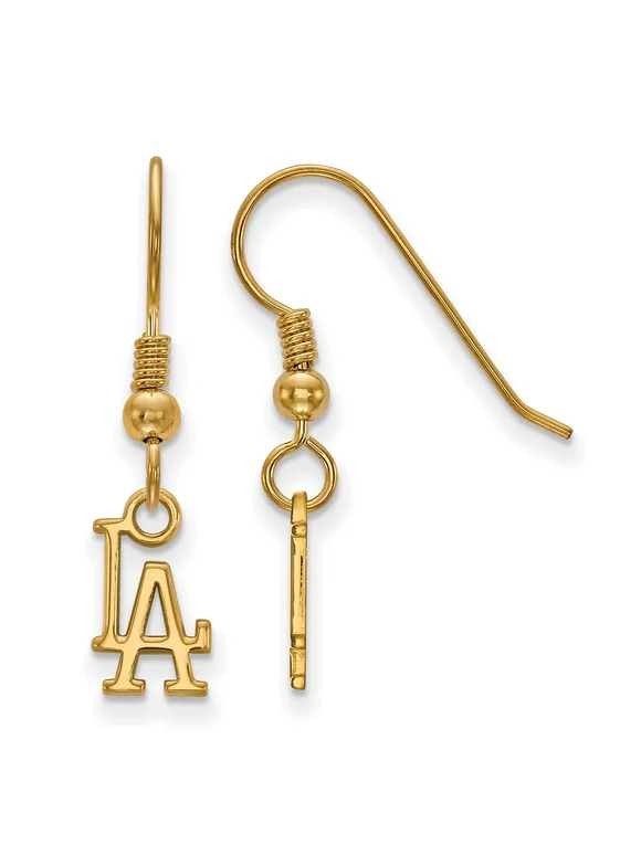 Sterling Silver Gold-plated MLB LogoArt Los Angeles Dodgers L-A Extra Small Dangle Earrings Q-GP005DOD