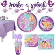 Party City Iridescent Barbie Mermaid Birthday Party Supplies for 8 Guests, Include Plates, Napkins, and Decorations