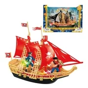 Mozlly Mozlly Pirate Ship Boat Play Set with Lights & Sound Durable Colorful Educational Learning Creative Action Figure Toy Pretend Play Accessories Ideal Gift Toys Games 11.5 Inch Colors May Var
