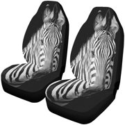 ZHANZZK Set of 2 Car Seat Covers Zebra Elephant Giraffe Wild Universal Auto Front Seats Protector Fits for Car,SUV Sedan,Truck