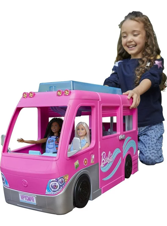 Barbie DreamCamper Vehicle Playset with 60 Accessories Including Pool and 30-inch Slide