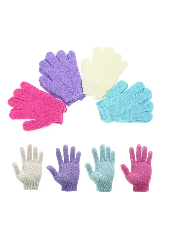 Torubia 4 Pairs Double Sided Exfoliating Gloves Body Scrubber Scrubbing Glove Bath Mitts Scrubs for Shower, Body Spa Massage Dead Skin Cell Remover