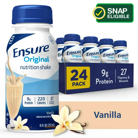 Ensure Original Meal Replacement Nutrition Shake, Vanilla, 8 fl oz, 24 Count
