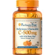 Puritan's Pride Vitamin C Chewables with Rose Hips, 500mg, 90 Ct