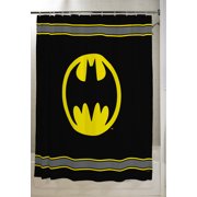 Batman Kids Decorative Microfiber Fabric Shower Curtain, 72" x 72, Black and Yellow