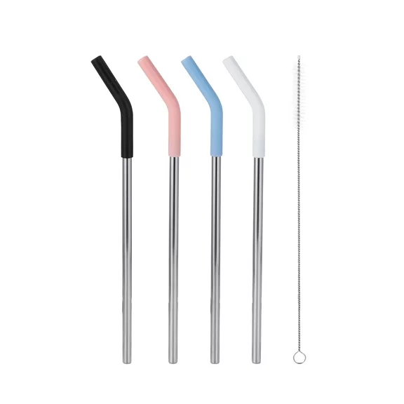 Mainstays Stainless Steel Straw Set，White，Black，Pink, Blue