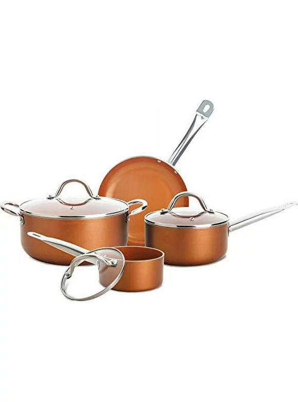 Culinary Edge 7- Piece Titanium Copper infused Ceramic Induction Ready Cookware Set