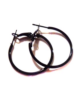 Black Hoop Earrings Classic Thin 1 inch Hoop Earrings