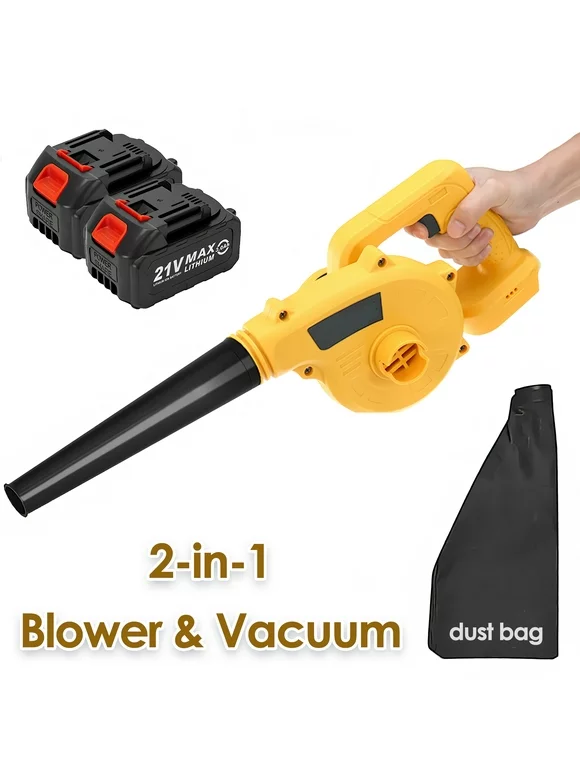 Mini Electric Leaf Blower Cordless, Doosl 2-in-1 Leaf Blower & Vacuum with 2 Battery and Charger for Yard Cleaning Snow Blowing