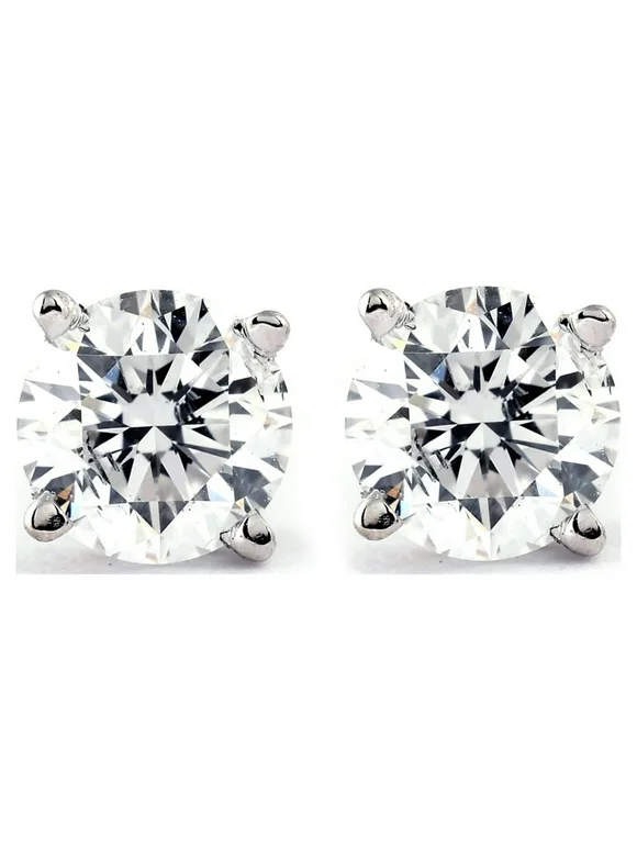 1.00 Carat Diamond Stud Earrings (I2-I3 Clarity, IJ Color) 14k White Gold