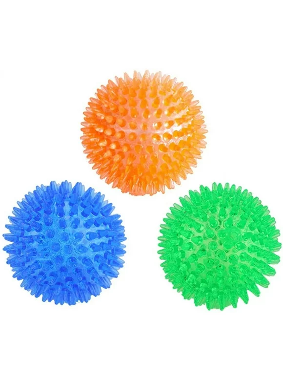 1.8/2.8” Spiky Squeaker Ball Dog Toy, Cleans Teeth and Promotes Good Dental and Gum Health for Your Pet, Blue/Orange/Green,3 /6 Packs