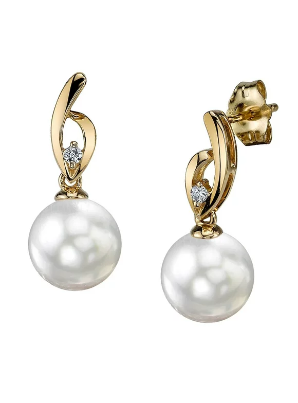 14K Gold White South Sea Cultured Pearl & Diamond Lois Earrings