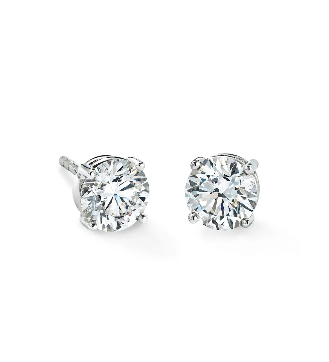 Paris Jewelry 14k White Gold 1/2 Carat Round 4 Prong Solitaire Created Diamond Stud Earrings