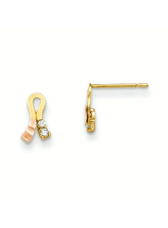 14k Yellow Rose Gold Ribbon Earrings