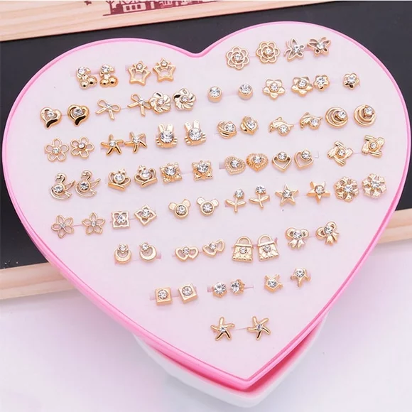 36 Pairs/Box Multi-Color Cartoon Hypoallergenic Stud Earrings Set For Women Girl Daughter Gifts Jewelry