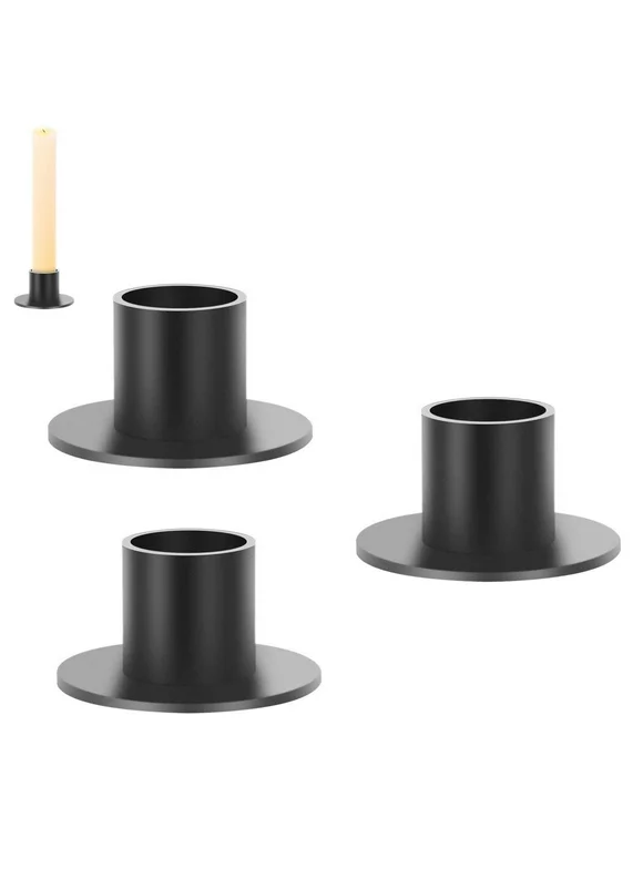 4Pcs Matte Black Candle Holders, Iron Candle Stands for Pillar Candles 0.78’’D, Retro Rustic Farmhouse Candlesticks Decorations for Home, Party, Wedding, Housewarming