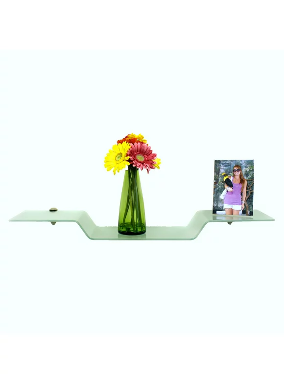 8" D x 31 1/2" Eagle Floating Glass Shelves - 2 Brackets Included with Each Shelf By Spancraft Glass