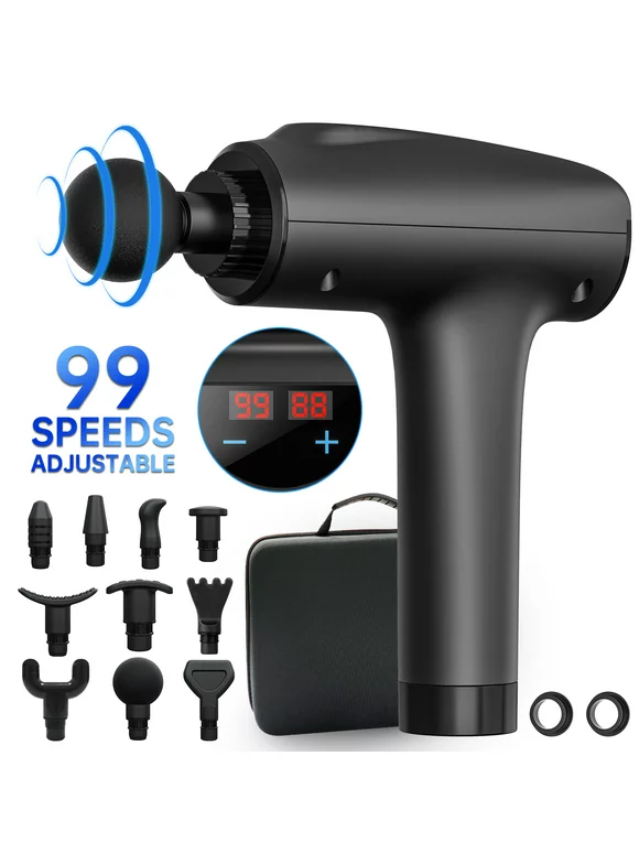 99 Speed Muscle Massage Gun, Deep Tissue Muscle Massager for Pain Relief, Handheld Electric Body Massager Sports Drill Portable Super Quiet Brushless Motor