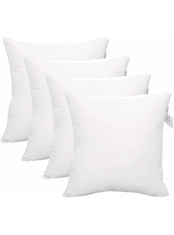 ACCENT HOME Pack of 4 pc Hypoallergenic Square Form Decorative Throw Pillow Inserts Couch Sham Cushion Stuffer - 18 x 18 inches