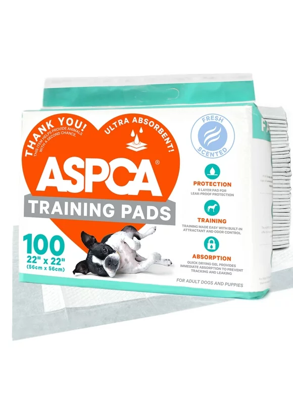 ASPCA Ultra-Absorbent Training Pads, 22 in x 22 in, 100 count, Mountain Air Scent