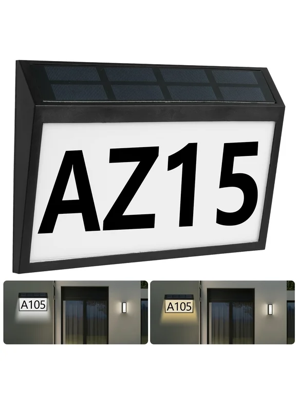 Adifare Solar Address Sign,House Numbers for Outside IP65/IP68 Waterproof LED Illuminated Address Number Plaque with Letter and Number for Street Yard Garden