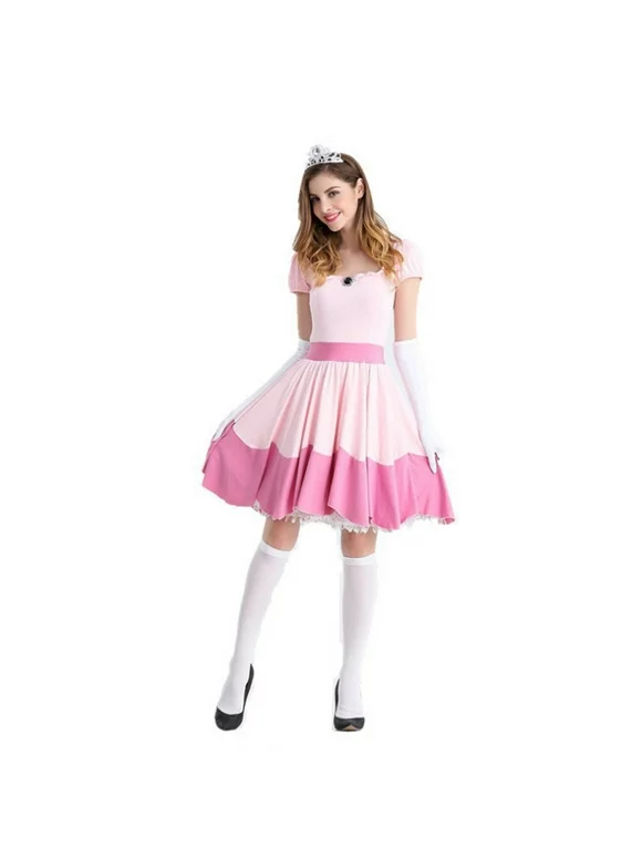 Adult Princess Peach Costume For Women Halloween Cosplay Dress