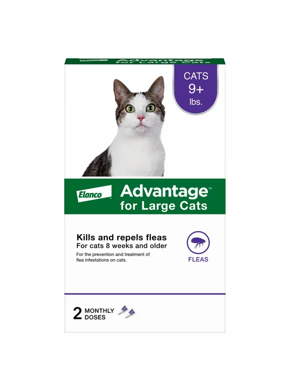 Advantage Topical Flea Prevention For Large Cats 9 lbs+, 2-Monthly Treatments